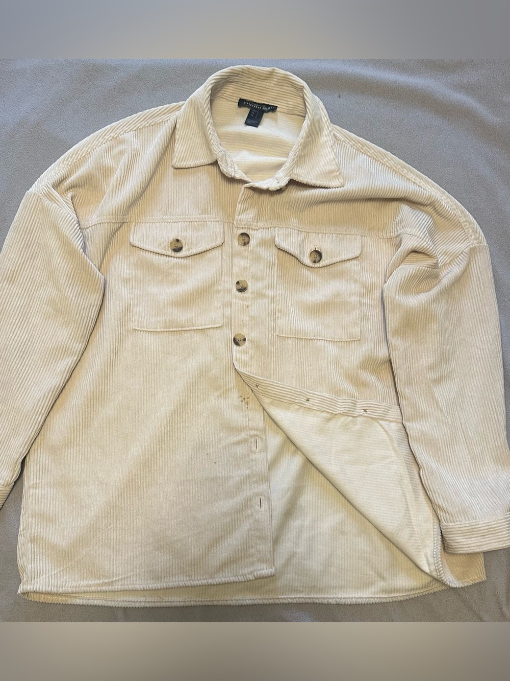 Streetwear Society Oversized Corduroy Jacket in Cream